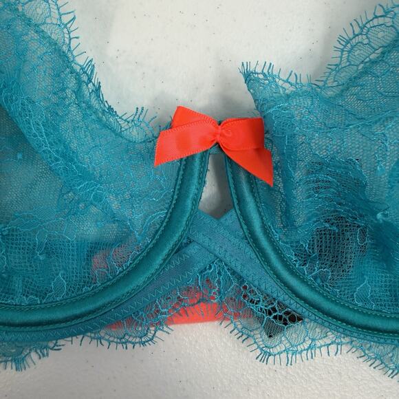 Victoria's Secret 34C Bra Very Sexy Unlined Demi Push Up Underwire Sheet Teal - Picture 4 of 16